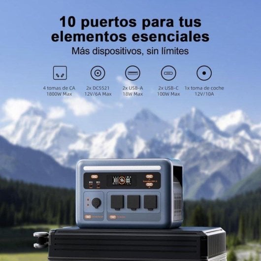 Estación de energía OSCAL Powermax1800 SE 1024Wh 11 puertos Batería LiFePO4 Panel solar 400W