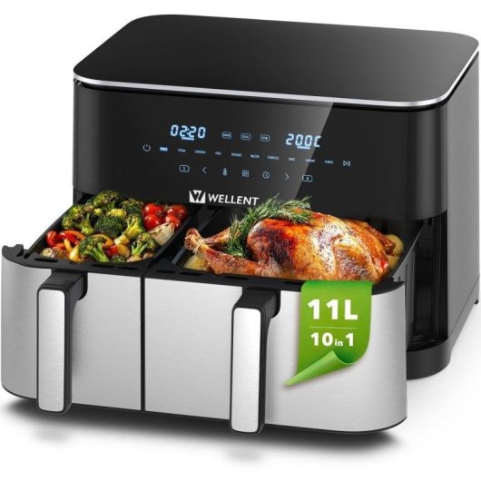 Freidora de Aire Wellent XXL 11L 2600W Doble Compartimento Dual Zone Sync & Match