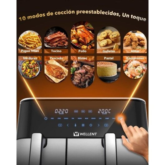 Freidora de Aire Wellent XXL 11L 2600W Doble Compartimento Dual Zone Sync & Match