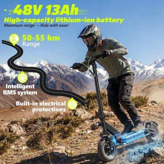 Patinete elétrico Todimart D6 500W Autonomia 50km Pneus 10'' Freios Disco Suspensão