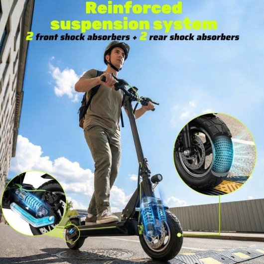 Patinete elétrico Todimart D6 500W Autonomia 50km Pneus 10'' Freios Disco Suspensão
