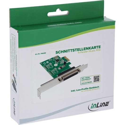 Scheda PCIe InLine 76625E Parallela DB25 Profilo Basso Bidirezionale