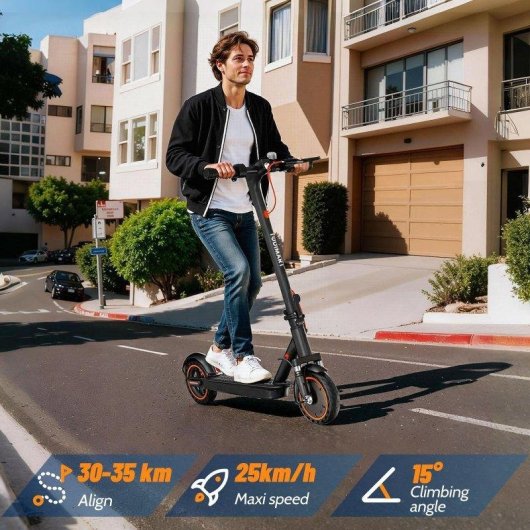 Patinete elétrico Todimart T6 350W Autonomia 30km Pneus 8,5'' Freio disco Preto