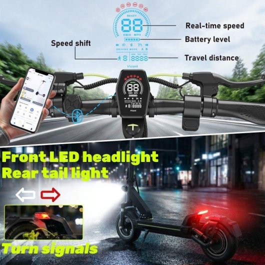 Patinete elétrico Todimart D6 Pro 500W Autonomia 70km Pneus 10'' Suspensão dianteira