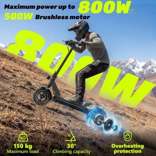 Patinete elétrico Todimart D6 Pro 500W Autonomia 70km Pneus 10'' Suspensão dianteira