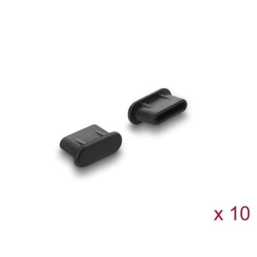 Tapón antipolvo Delock USB Type-C silicona negro pack 10 unidades