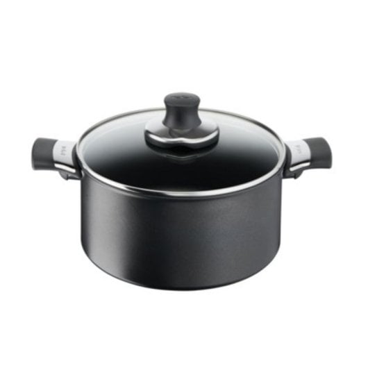 Cacerola Tefal 20 cm Revestimiento Titanio Antiadherente con Tapa de Vidrio