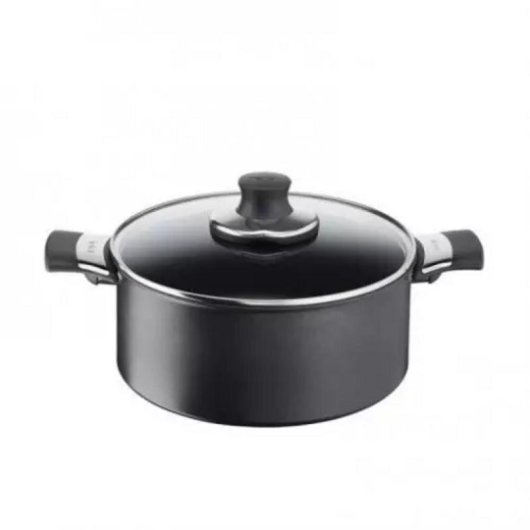 Cacerola Tefal 20 cm Revestimiento Titanio Antiadherente con Tapa de Vidrio