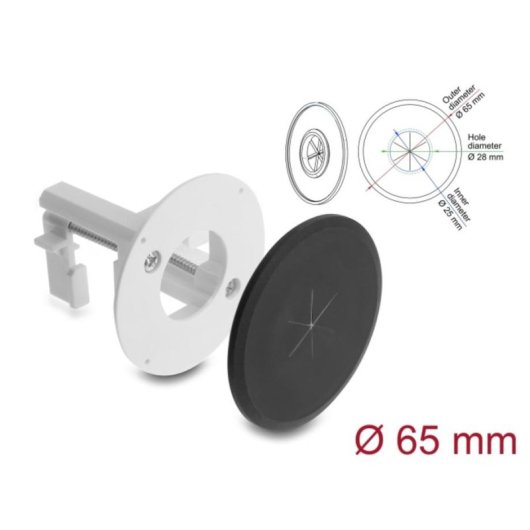 Pasacables Delock Redondo Silicona 65 mm Negro