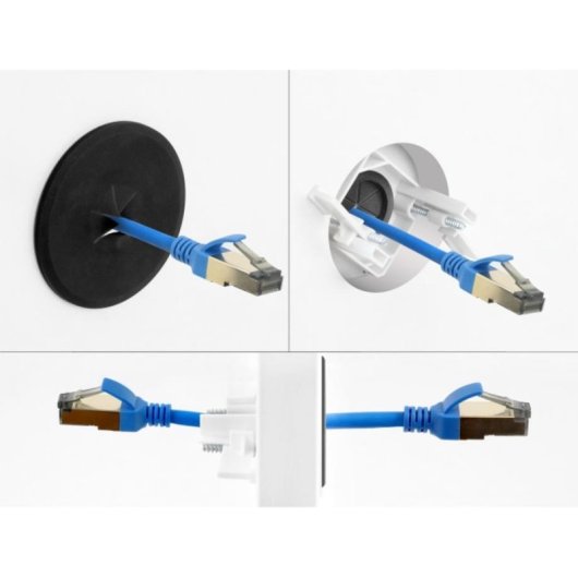 Pasacables Delock Redondo Silicona 65 mm Negro