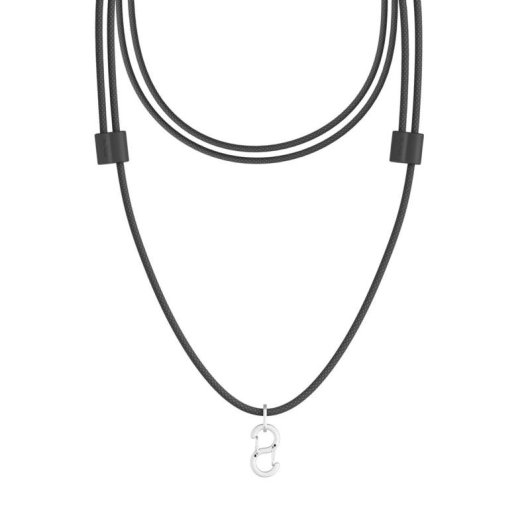 Cordon Plaud Note Pin Ajustable en Cuir vegan Noir