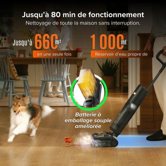 Aspirateur sans Fil Roborock F25 Steam 280W 80 min Autonettoyage Sec et Humide Noir