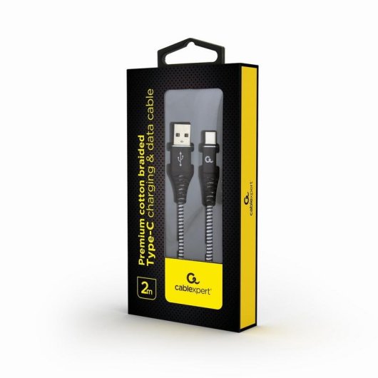 Câble USB Gembird CC-USB2B-AMCM-2M-BW 2 m USB A vers USB C tressé coton