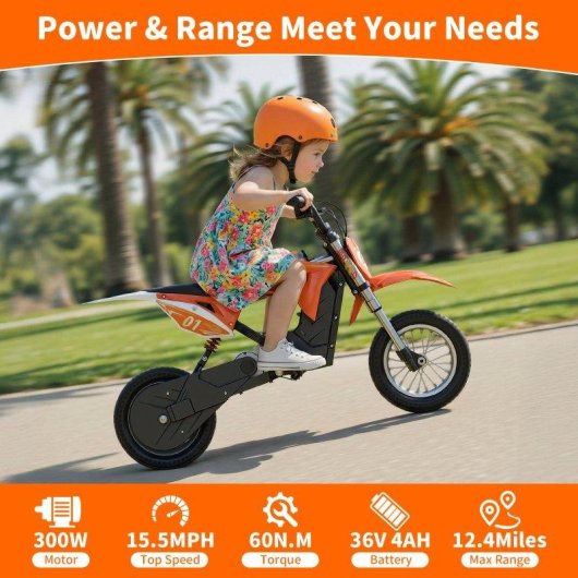 Motocicleta eléctrica infantil HillMiles MileRocket 1 300W 36V 4Ah