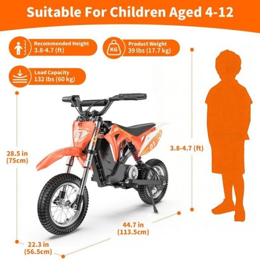 Motocicleta eléctrica infantil HillMiles MileRocket 1 300W 36V 4Ah
