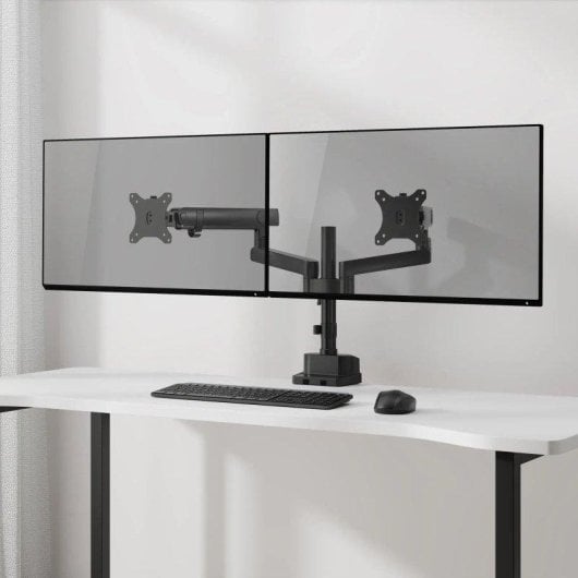 Kimex 015-2812 Suporte Monitor Duplo Mesa 17 a 35" VESA 75x75 a 100x100 Máx 12Kg