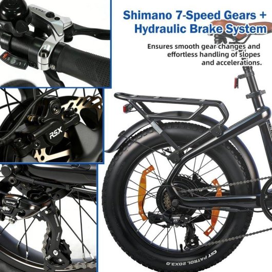 Bicicleta eléctrica TTGO F8 250 W batería 48 V 18 Ah 20" carbono
