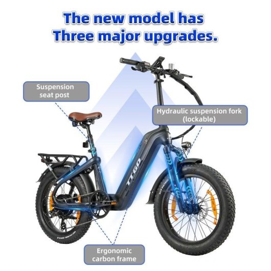 Bicicleta eléctrica TTGO F8 250 W batería 48 V 18 Ah 20" carbono