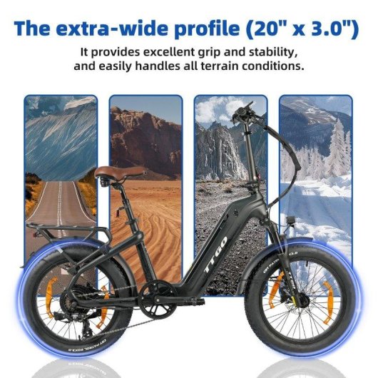Bicicleta eléctrica TTGO F8 250 W batería 48 V 18 Ah 20" carbono