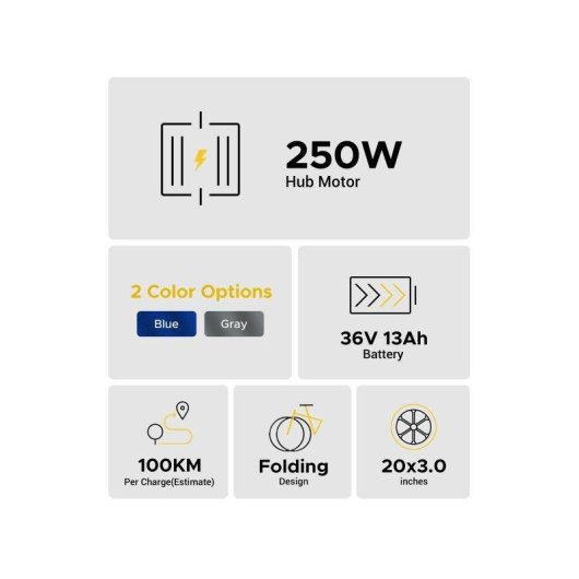 Bicicleta Eléctrica HillMiles Mile 2 Motor 250W 36V 13Ah Todoterreno 20"