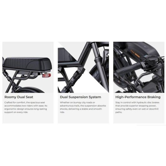 Bicicleta eléctrica ENGWE M1 250 W 48 V 15,6 Ah 20x4" doble suspensión