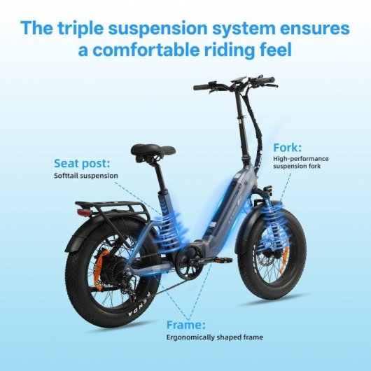 Bicicleta eléctrica plegable TTGO F6 Pro 250W 48V 18Ah 20"