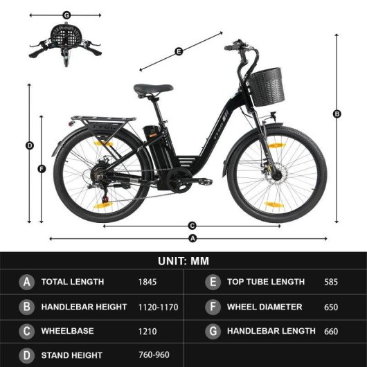 Velo Electrique TTGO C2 Pro 250 W Pneus 26 pouces