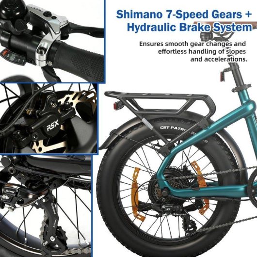 Bicicleta eléctrica TTGO F8 Motor 250W Batería 48V 18Ah Neumáticos 20"x3.0