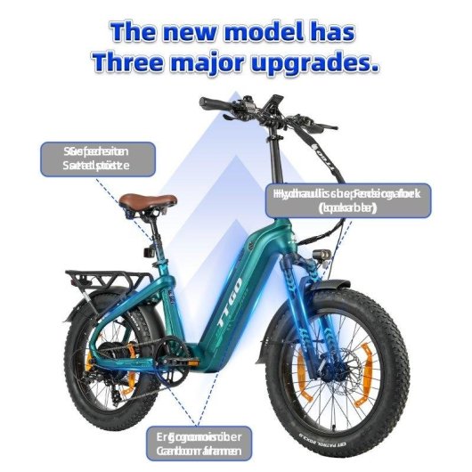 Bicicleta eléctrica TTGO F8 Motor 250W Batería 48V 18Ah Neumáticos 20"x3.0