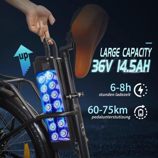 Bicicleta eléctrica TTGO YY-26ST 250W 26" 36V 14,5 Ah blanca