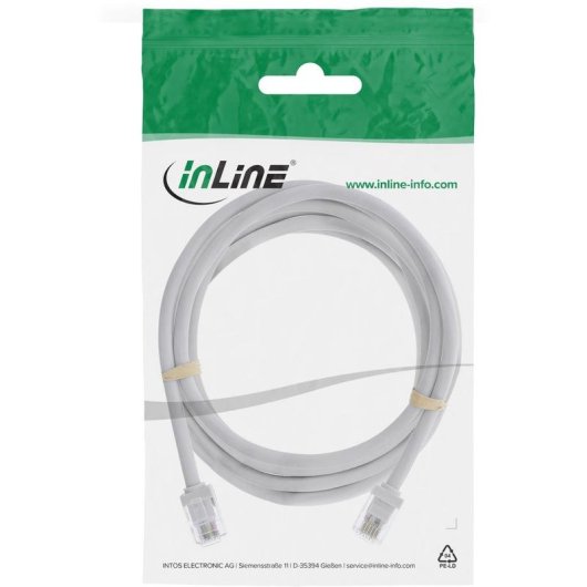 Cable telefónico InLine 18743 RJ-12 3 metros Macho-Macho Gris