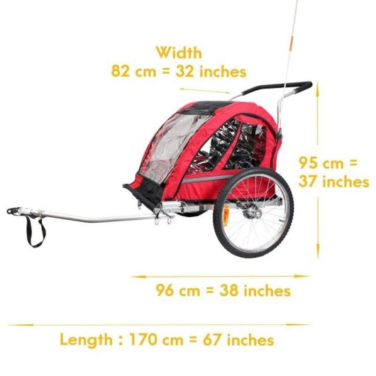 Remolque de bicicleta para niños Sepnine Fluid Bt511 Plegable Rojo Negro