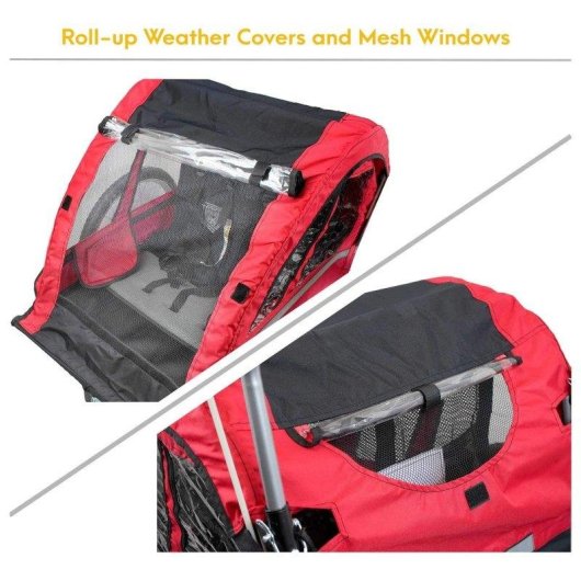 Remolque de bicicleta para niños Sepnine Fluid Bt511 Plegable Rojo Negro