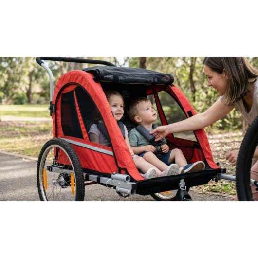 Remolque de bicicleta para niños Sepnine Fluid Bt511 Plegable Rojo Negro