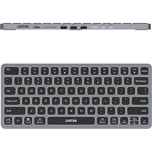 Clavier Unitek D1092A filaire avec hub USB, HDMI et rétroéclairage US International