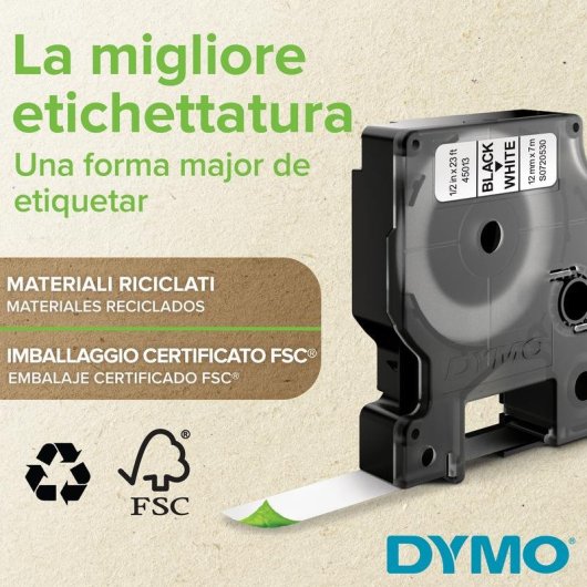Etichetta DYMO D1 12 mm x 7 m Bianco