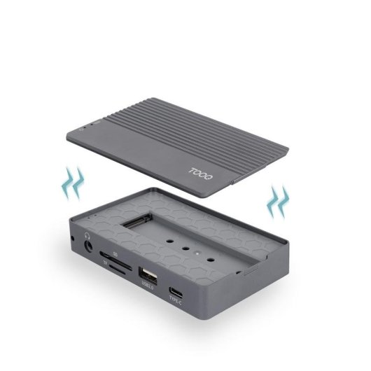 Caja PC TooQ TQE-2242G M.2 Aluminium Gris avec HUB USB-C 10 en 1