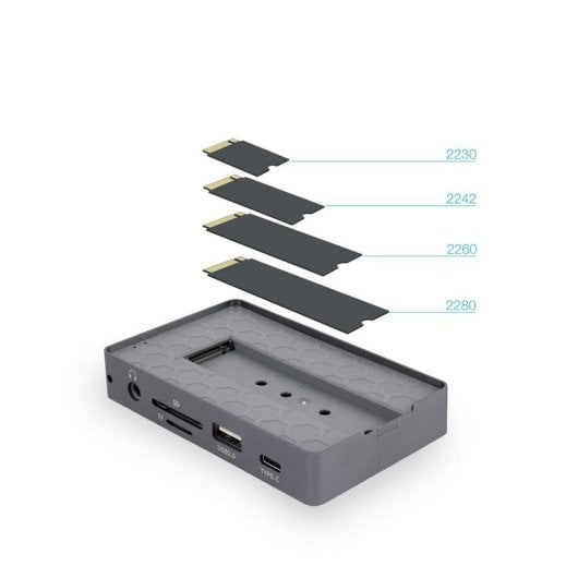 Caja PC TooQ TQE-2242G M.2 Aluminium Gris avec HUB USB-C 10 en 1