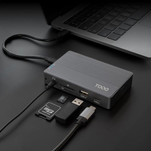 Caja PC TooQ TQE-2242G M.2 Aluminium Gris avec HUB USB-C 10 en 1