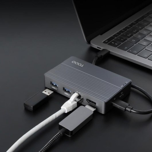 Caja PC TooQ TQE-2242G M.2 Aluminium Gris avec HUB USB-C 10 en 1