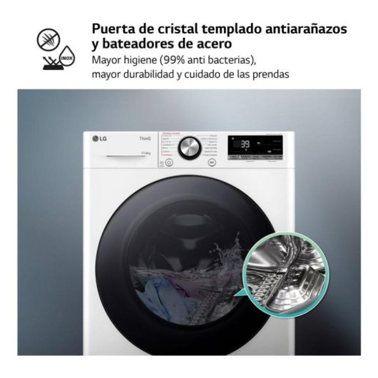 Lavasecadora LG 11/6 kg A/D F4DR7011AGW con inteligencia artificial y Wi-Fi