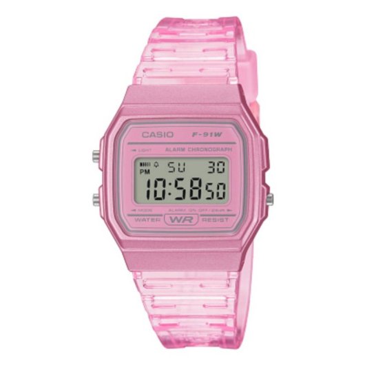 Relógio Casio F-91WS-4 Digital Rosa Retro Resistente Água