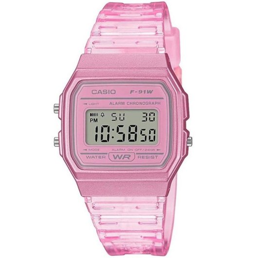 Relógio Casio F-91WS-4 Digital Rosa Retro Resistente Água