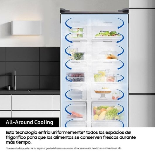Frigorífico Americano Samsung RS80F64KDFEF Total No Frost 178cm 640L D Grafito WiFi IA