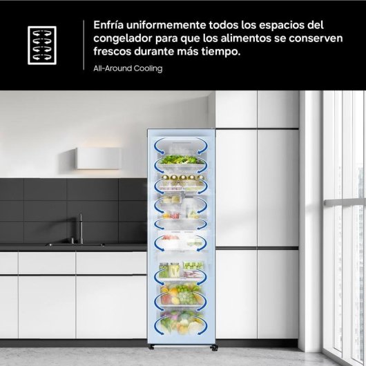 Congelador vertical Samsung RZ40H32PETEF 323L Clase E Acero Inoxidable
