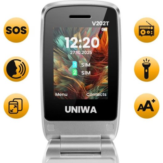 Avizar TEL-V202-BK 4G Klapphandy mit Doppelbildschirm Schwarz