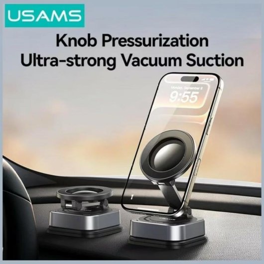 Soporte magnético para smartphone Usams US-SJ042-W con ajuste 720° y ventosa