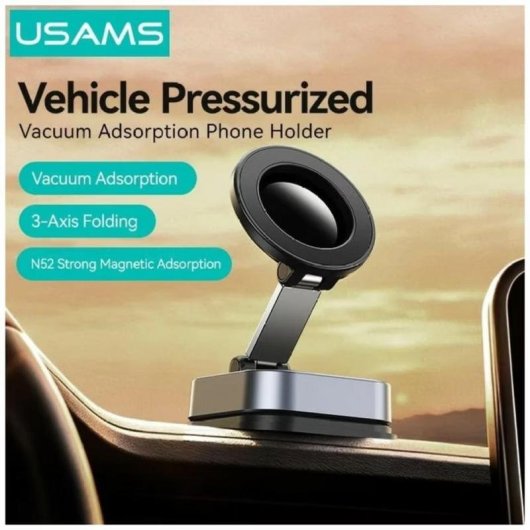 Soporte magnético para smartphone Usams US-SJ042-W con ajuste 720° y ventosa