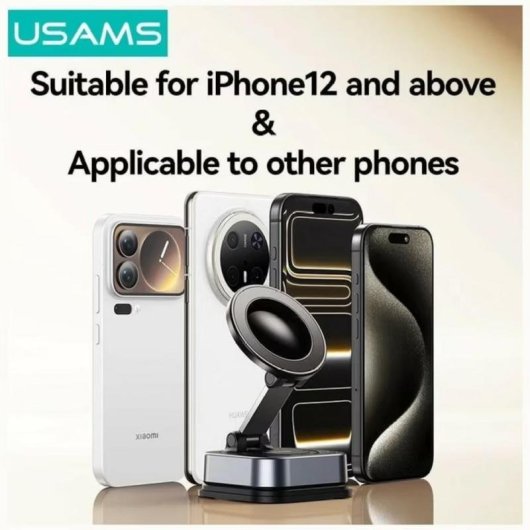 Soporte magnético para smartphone Usams US-SJ042-W con ajuste 720° y ventosa