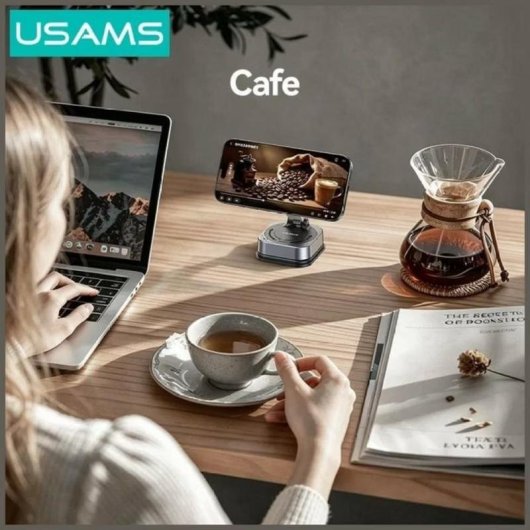 Soporte magnético para smartphone Usams US-SJ042-W con ajuste 720° y ventosa